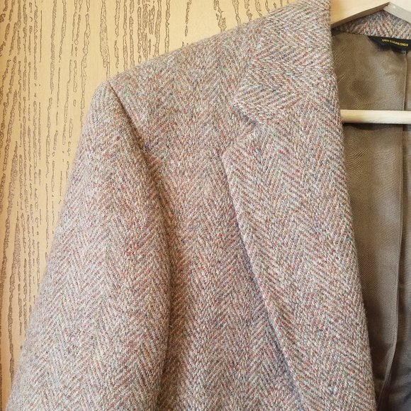 Harris Tweed 38R Tan Sport Coat Leather Buttons - Picture 4 of 12